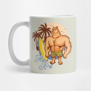 Swole Doge at the Beach (Blue) Mug